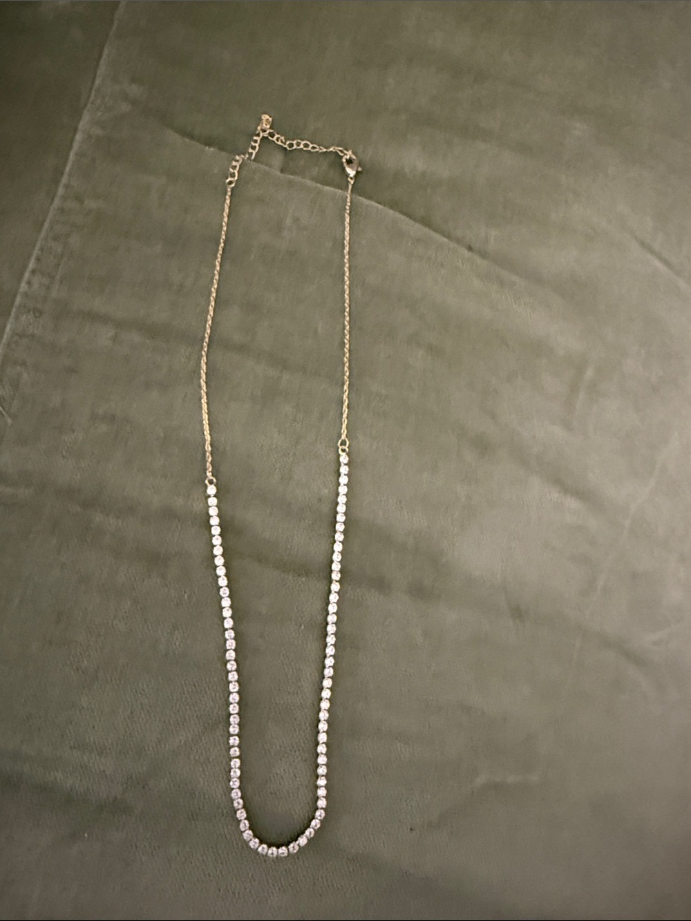 Gold Chain Crystal Station Necklace - White